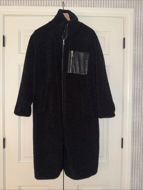 NOM Maternity Black Teddi Coat